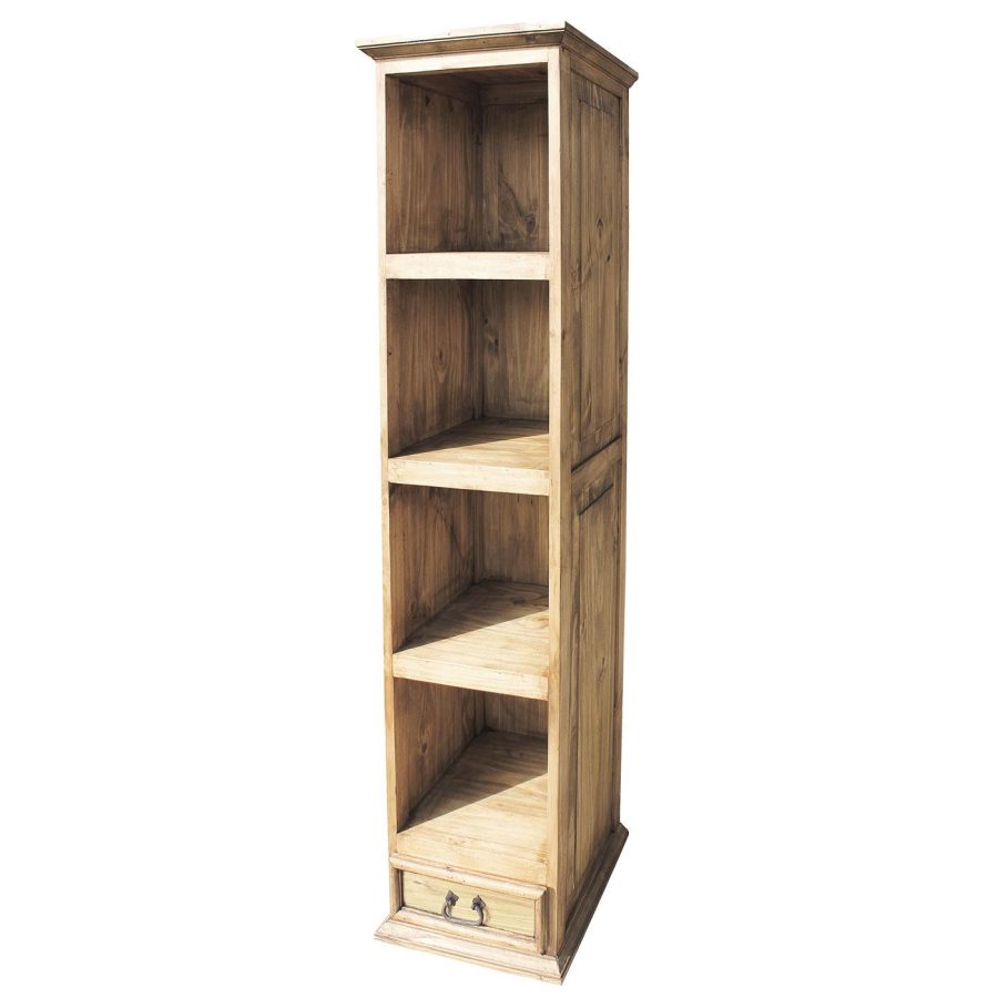 Mexican Rustic Pine One-Drawer Bookcase