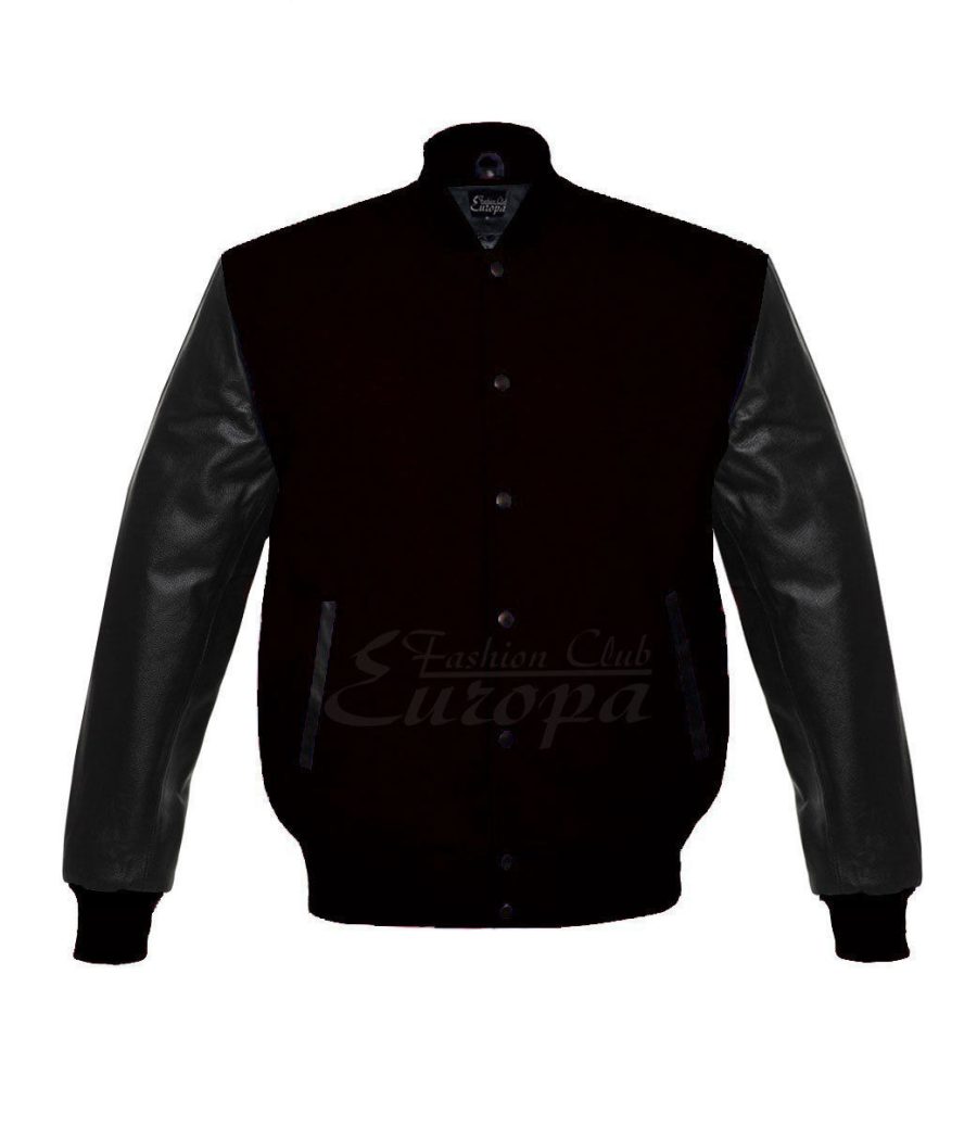 NEW Genuine Leather Sleeve Letterman College Varsity Men Wool Jacket