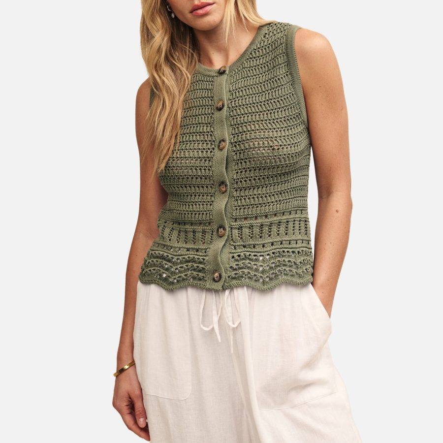 Nobody's Child Organic Cotton Crochet Waistcoat - L