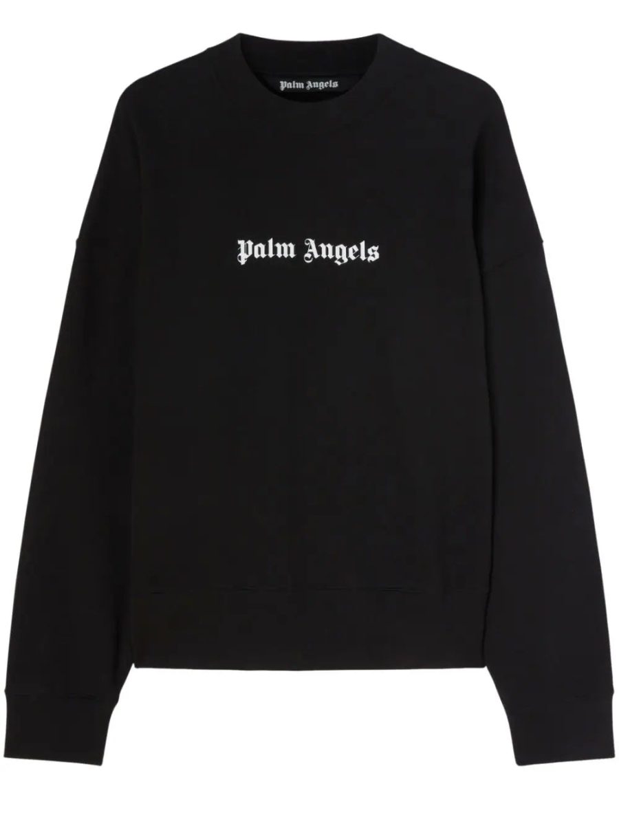 PALM ANGELS Logo Print Crewneck Black/White