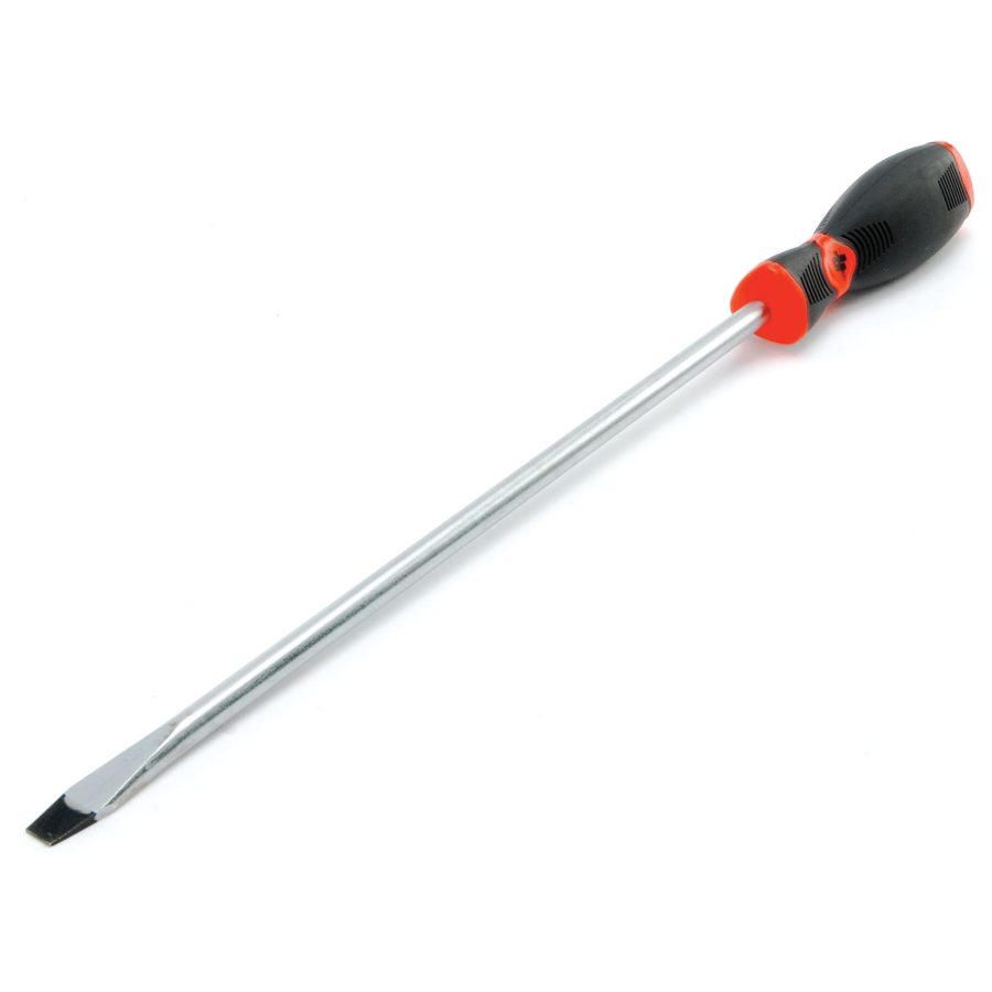 PERFORM TOOL W30983 Black & Red Slotted Screwdriver, 3/8 INCH x 12 INCH