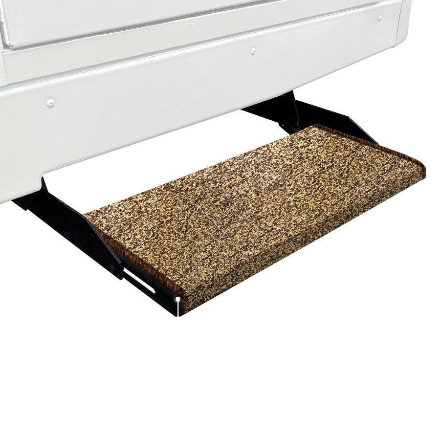 PREST-O-FIT 2-0051 Jumbo Wraparound + Plus RV Step Rug Brown 23 In. Wide