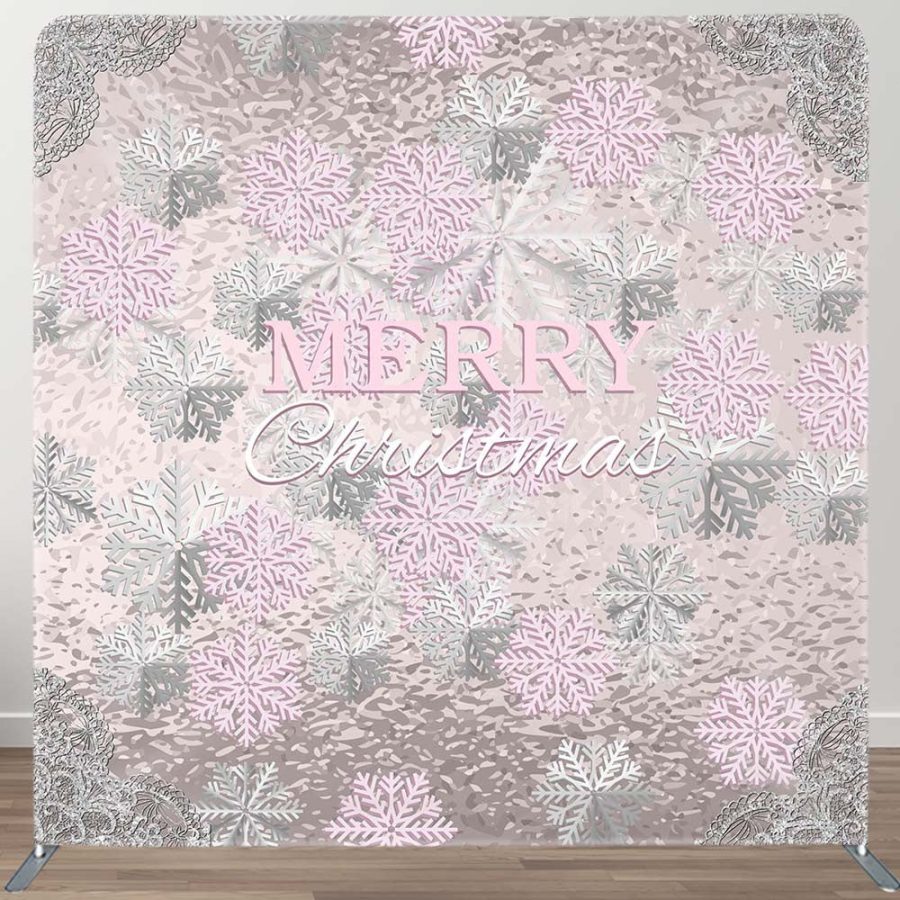 Pink Sliver Snowflake Christmas Pillow Case Backdrop - Aperturee