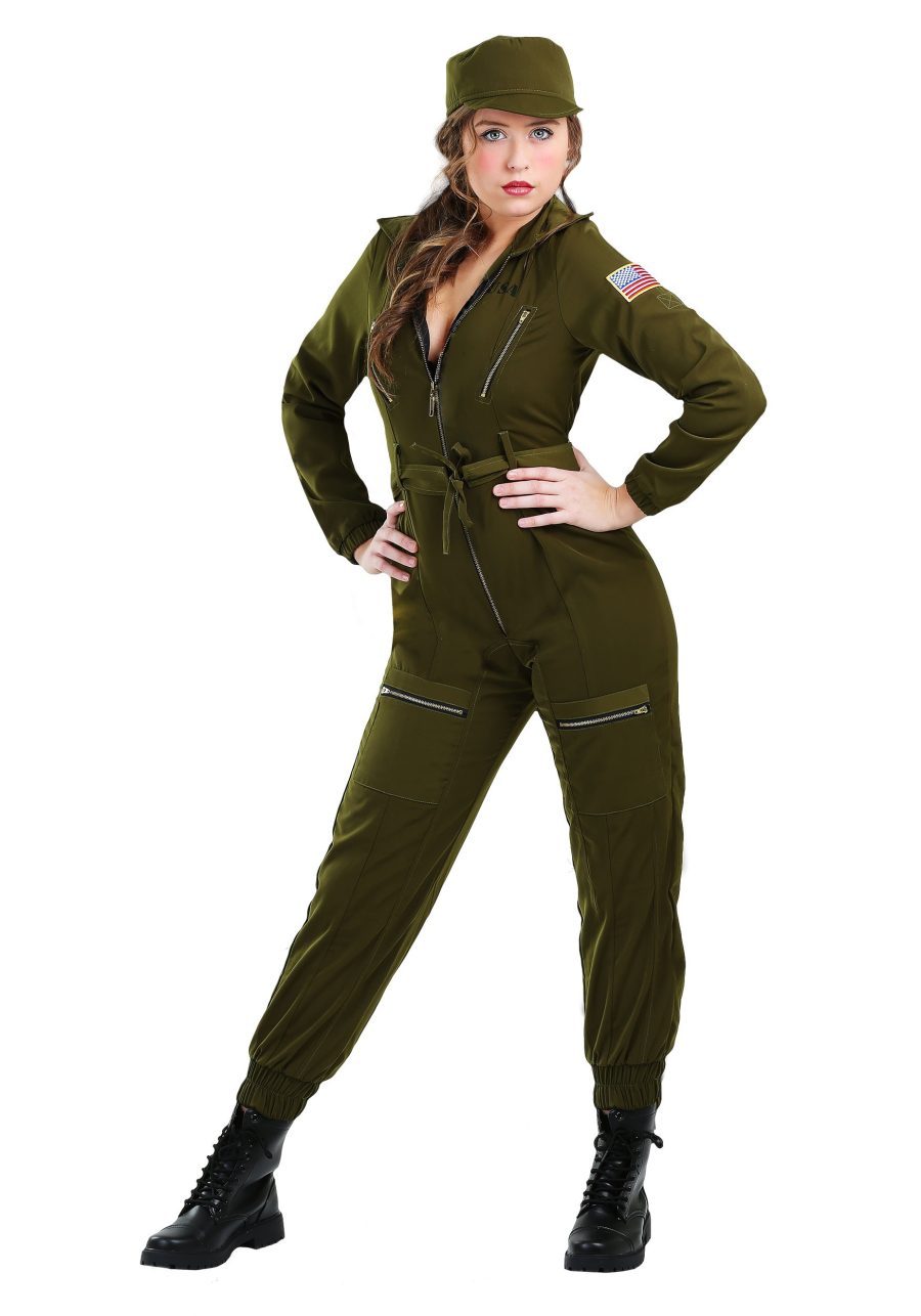 Plus Size Army Flightsuit Women's Costume