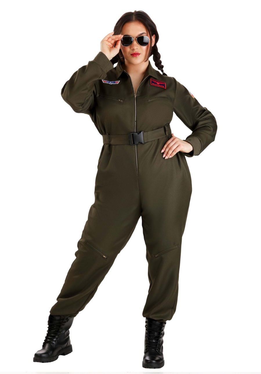 Plus Size Flight Suit Top Gun Costume for Women