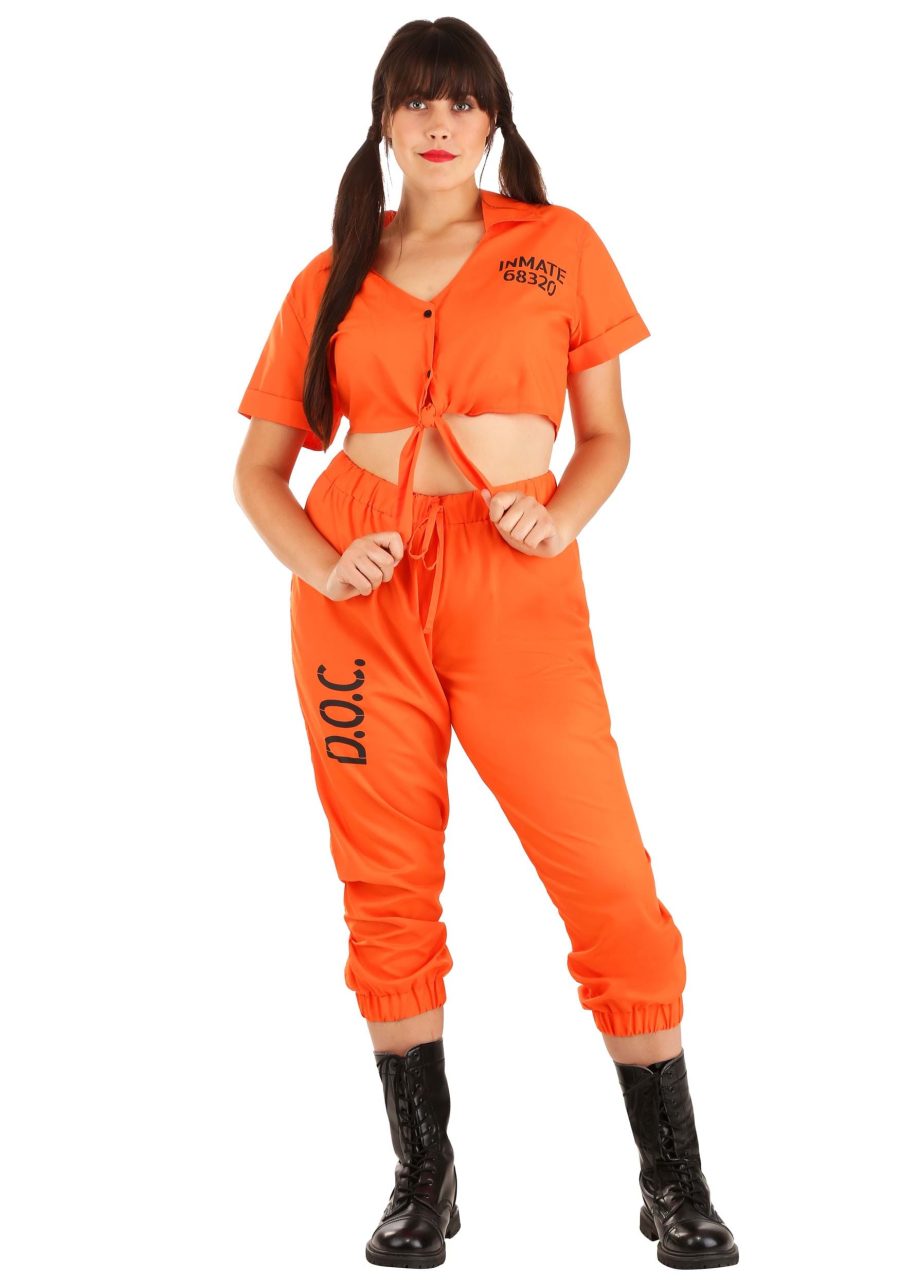 Plus Size Inmate Orange Prisoner Costume for Women