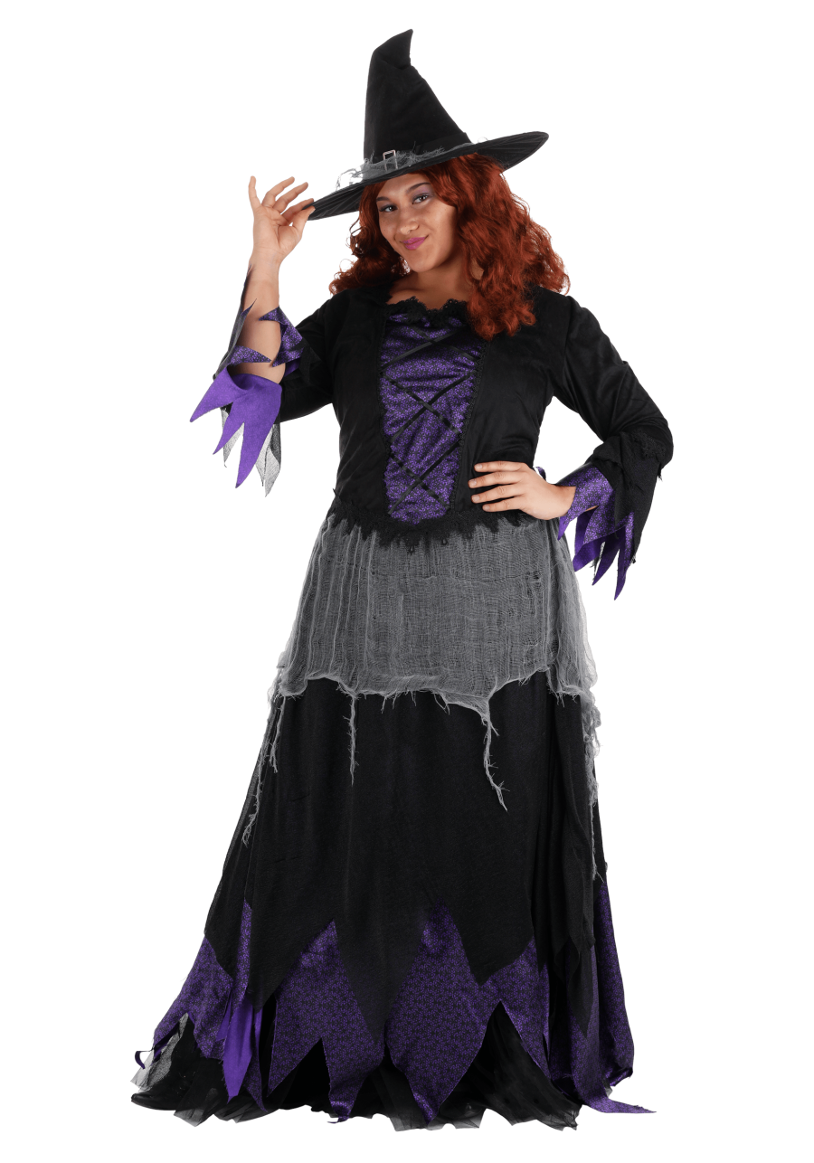 Plus Size Midnight Purple Witch Costume for Women