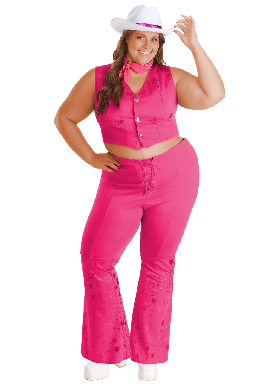 Plus Size Pink Retro Cowgirl Costume for Women