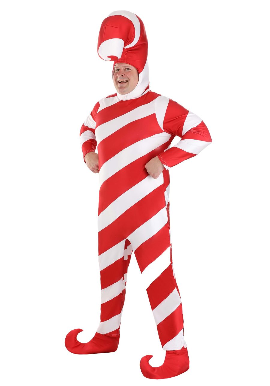 Plus Size Red Candy Cane Bodysuit Adult Costume