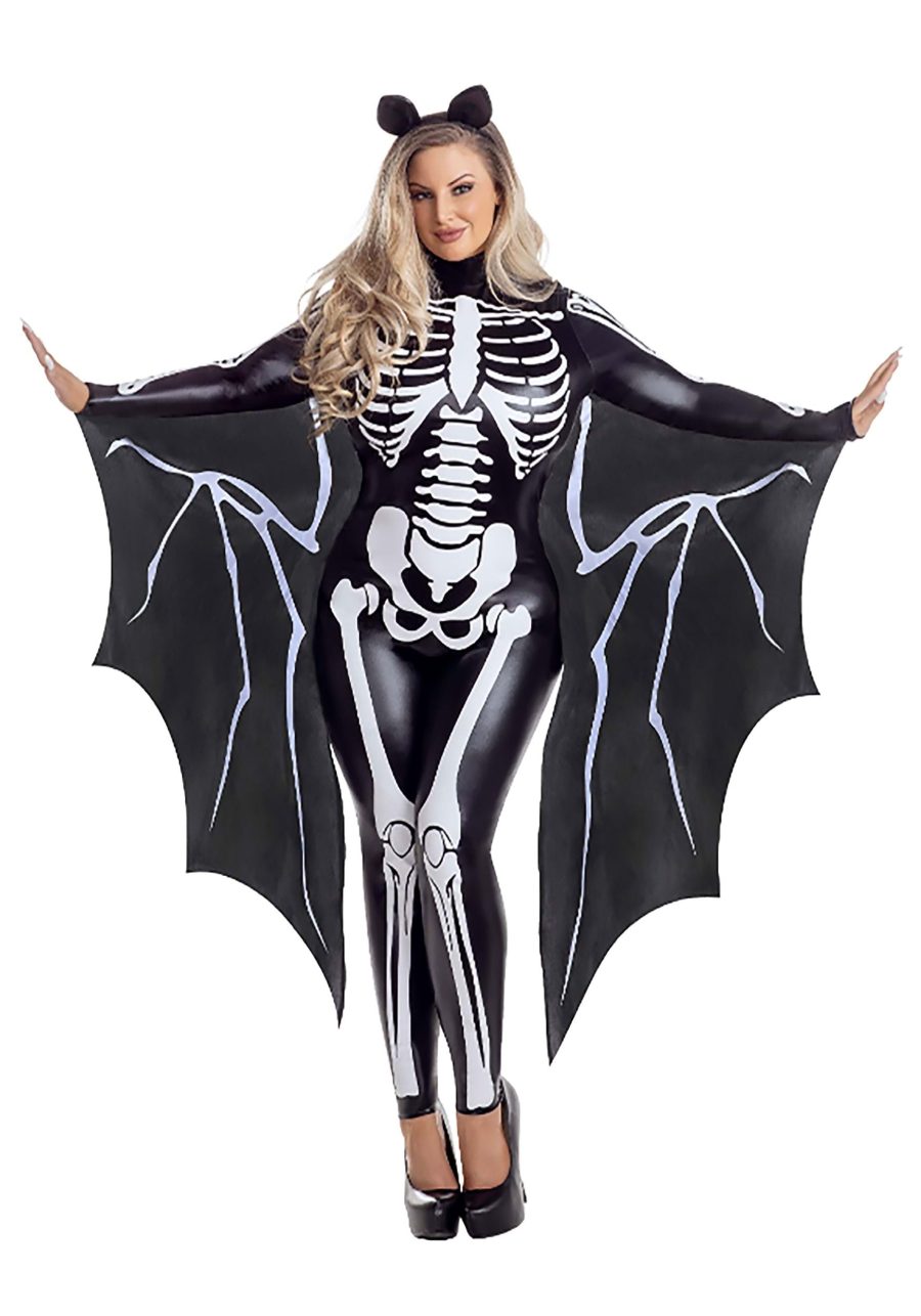 Plus Size Sexy Skeleton Bat Jumpsuit Costume for Women