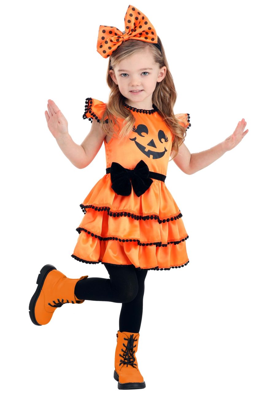 Pom Pom Pumpkin Costume for Toddler Girls