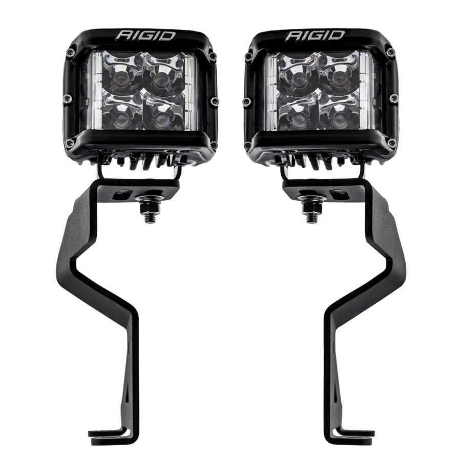 RIGID 46737 A-Pillar LED Light Mount Kit, Fits The 2021+ Ford 150 / Raptor, Kit Includes D-SS Pro Spot Lights with Amber and Black Covers