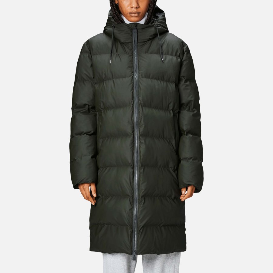 Rains Alta Long Coated Shell Puffer Jacket - L