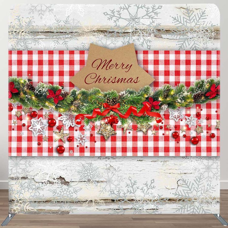 Red Plaid Jingle Bells Christmas Pillow Case Backdrop - Aperturee