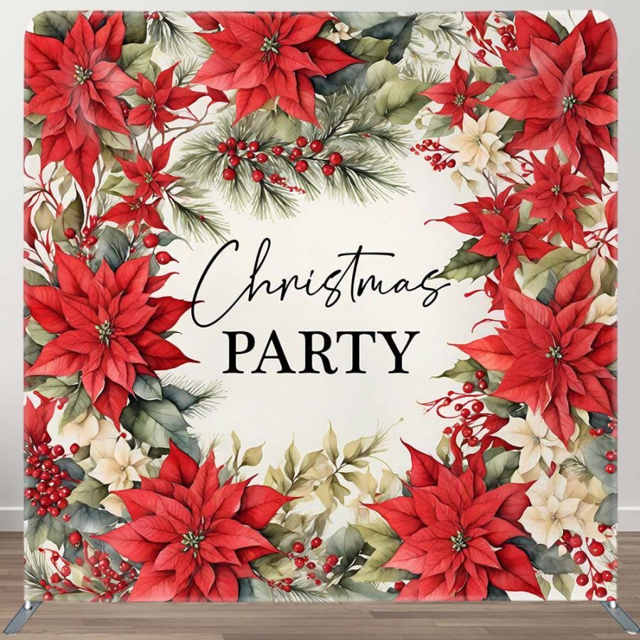 Red Poinsettia Plant Christmas Pillow Case Backdrop - Aperturee