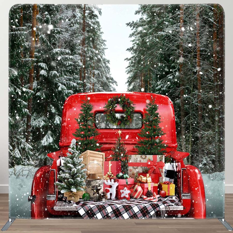 Red Truck Presents Christmas Pillow Case Backdrop - Aperturee