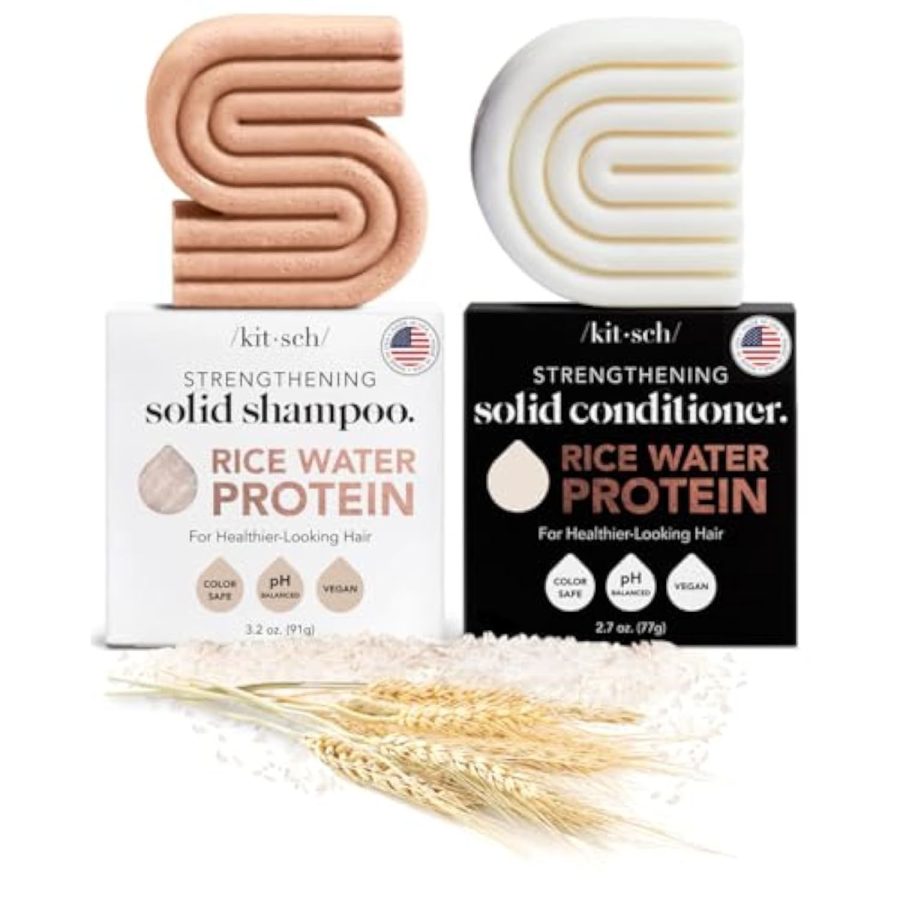 Rice Bar Shampoo & Conditioner Set - Solid Shampoo & Conditioner Bar Set For Str