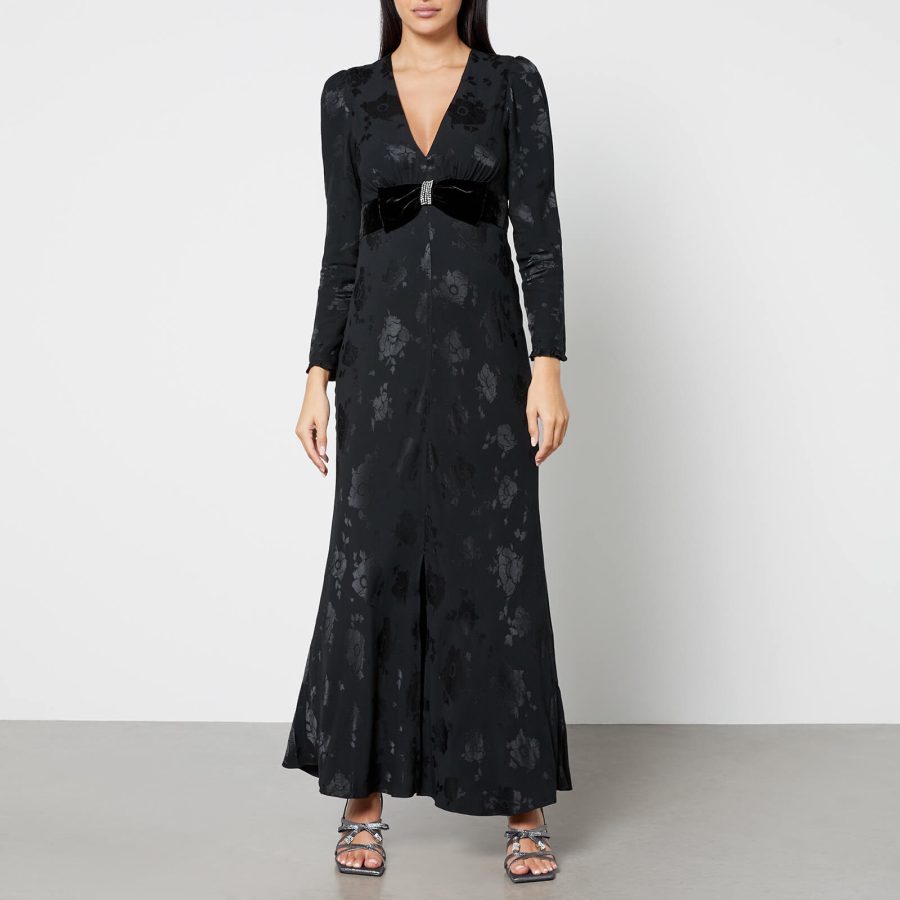 Rixo Anastasia Satin-Jacquard Maxi Dress - UK 8