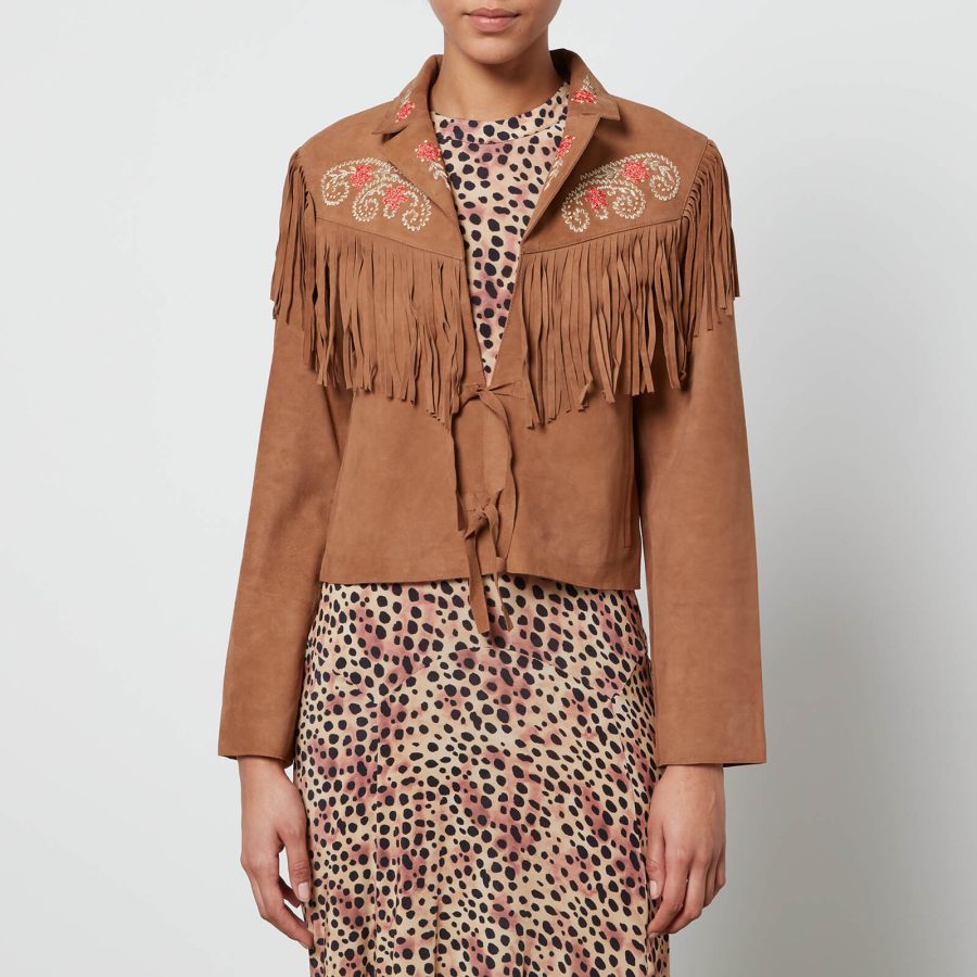 Rixo Marguerite Fringed Suede Jacket - UK 8