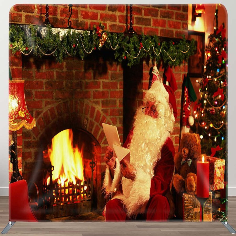 Santa Brick Fireplace Christmas Square Backdrop - Aperturee