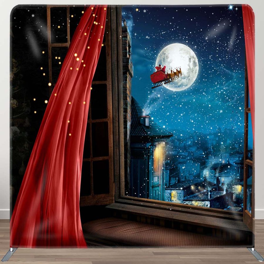 Santa Moon Night Pillow Case Christmas Backdrop - Aperturee