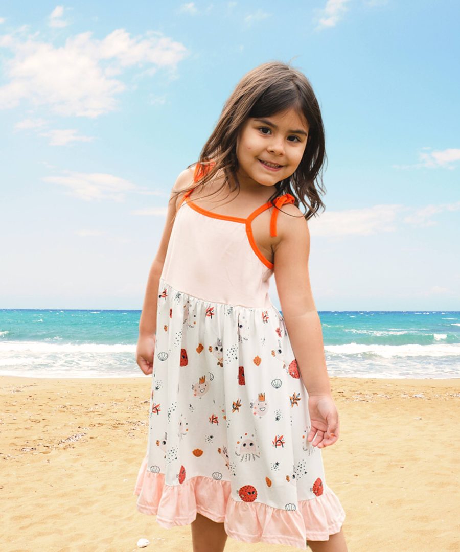 Sea Creatures Peach Beach Dress - 'Under the Sea Collection'