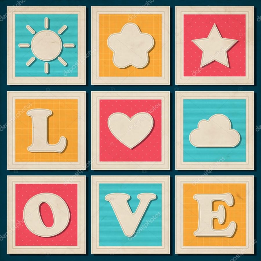 Set of vintage vector love background