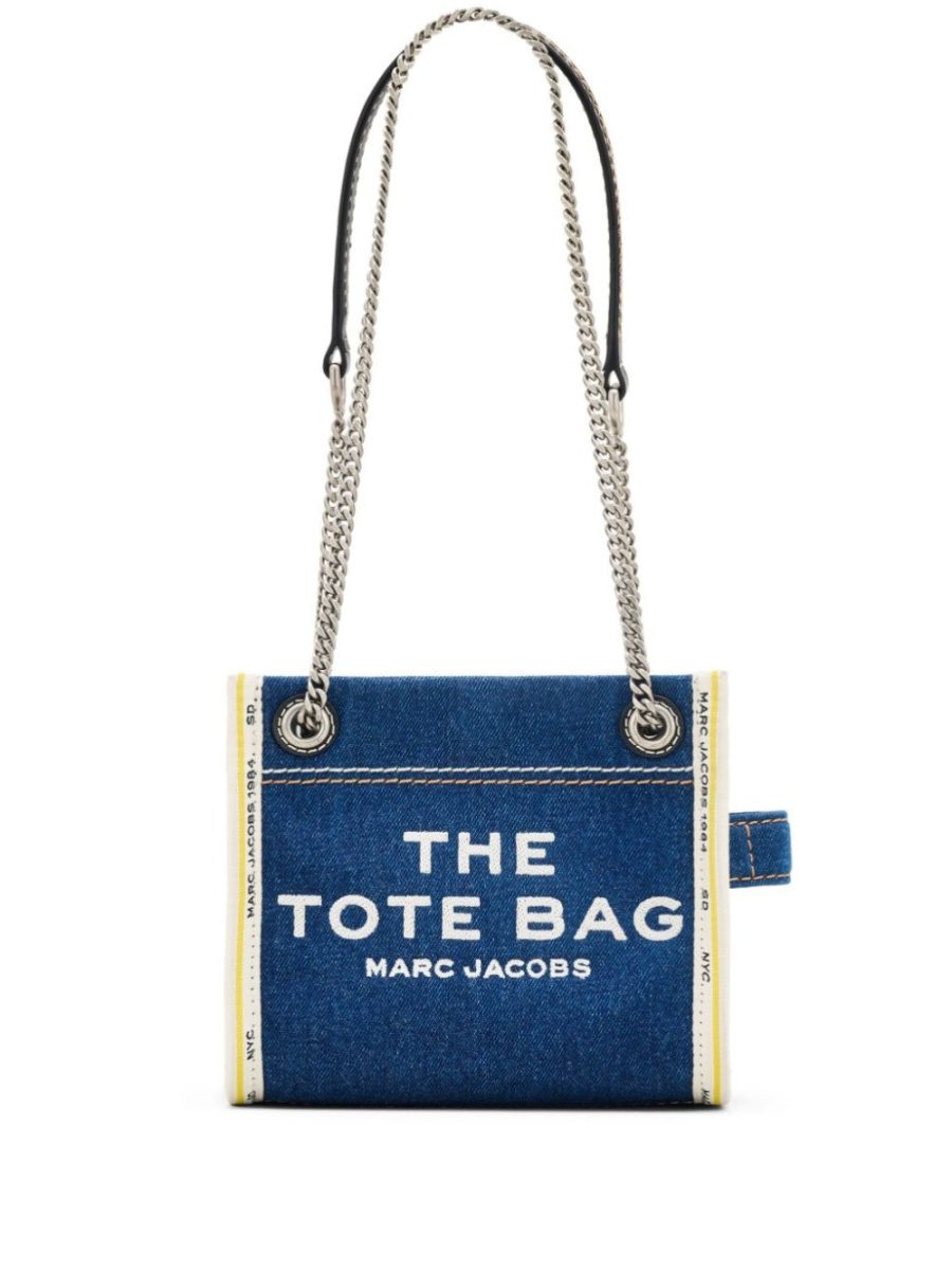 Shoulder bag with denim chain