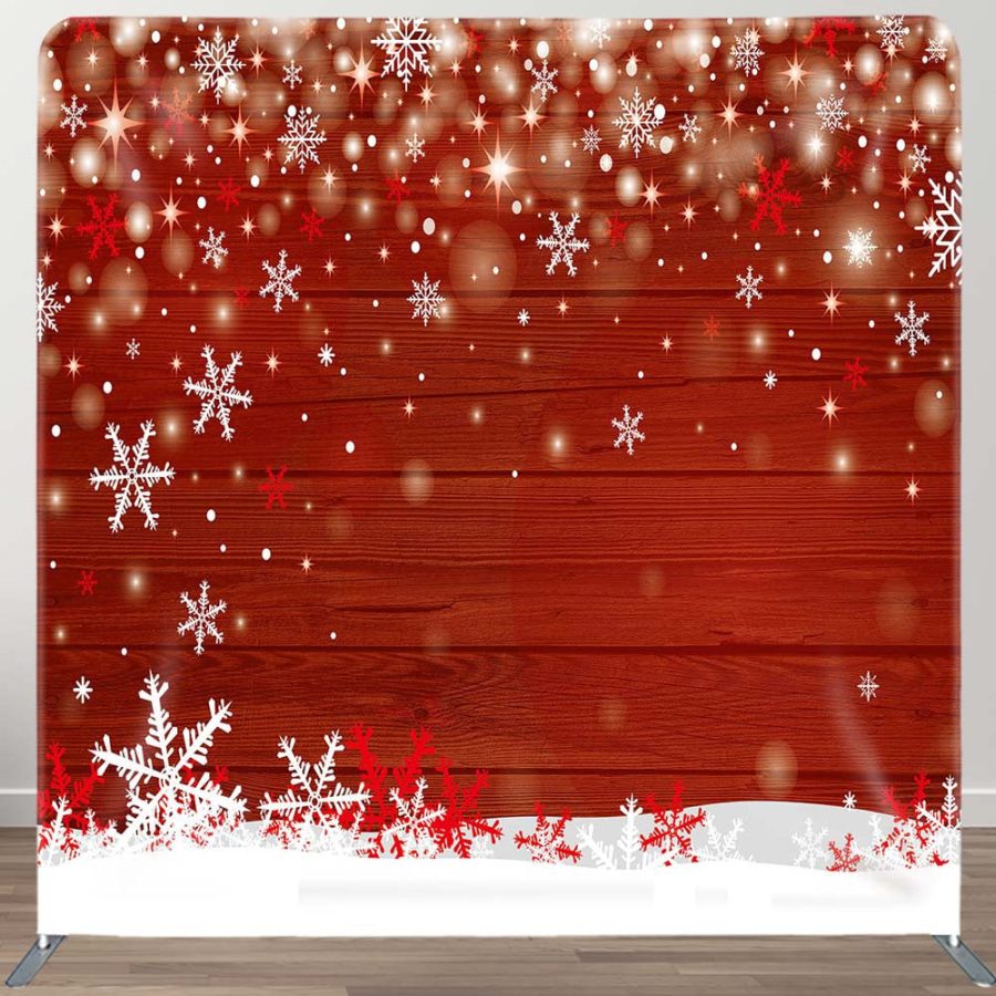 Snowy Bokeh Wood Christmas Tension Fabric Backdrop - Aperturee