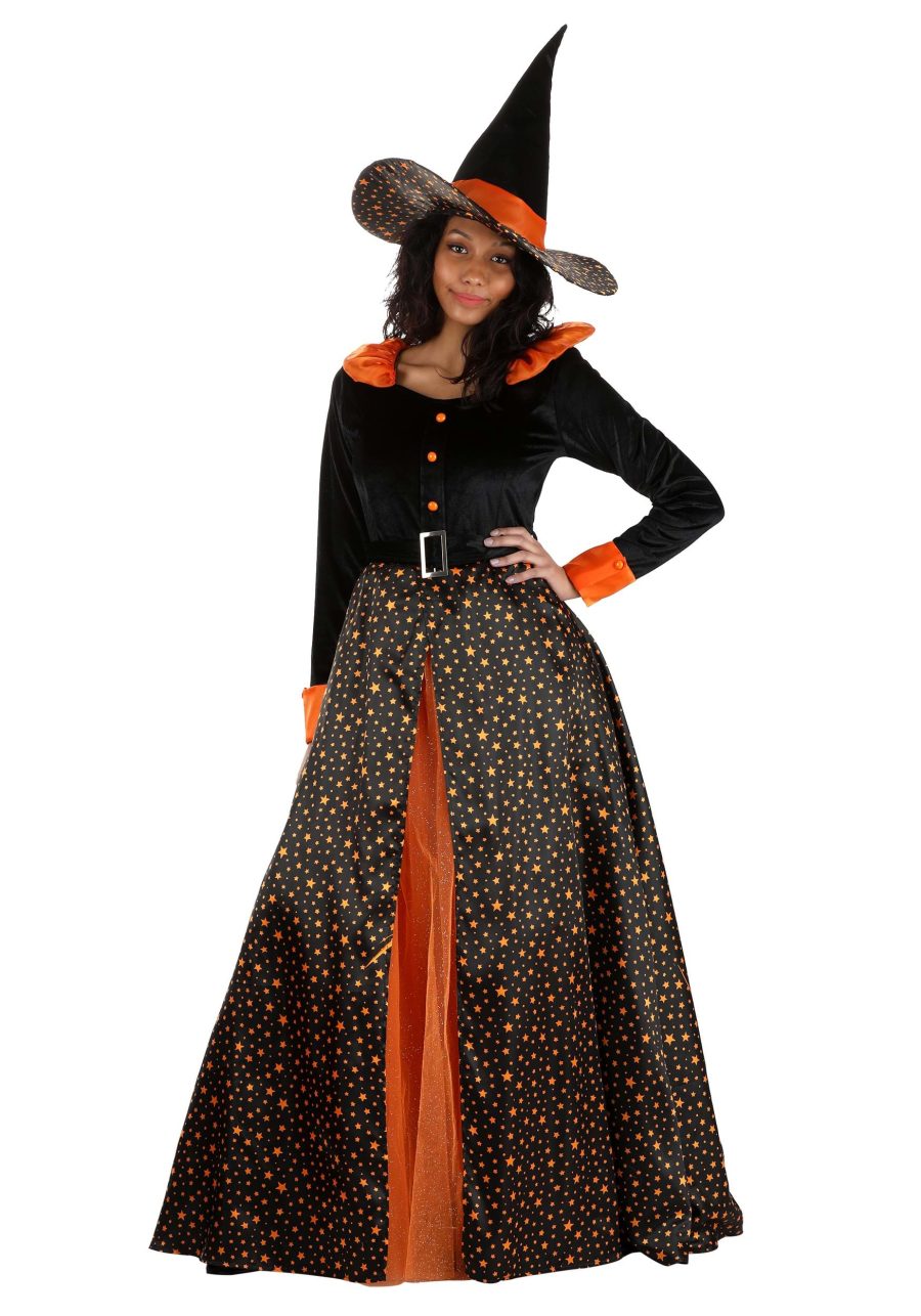 Sparkling Orange Witch Adult Costume