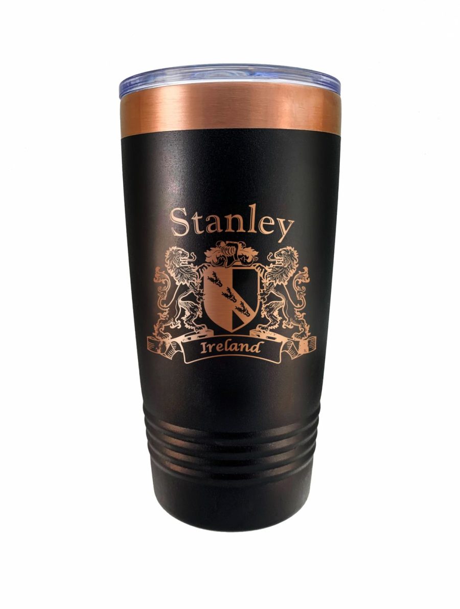 Stanley Irish Coat of Arms Black Travel Mug