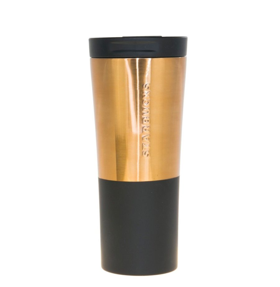 Starbucks Black Dipped Copper Color Block Stainless Steel Tumbler 16OZ Phinney