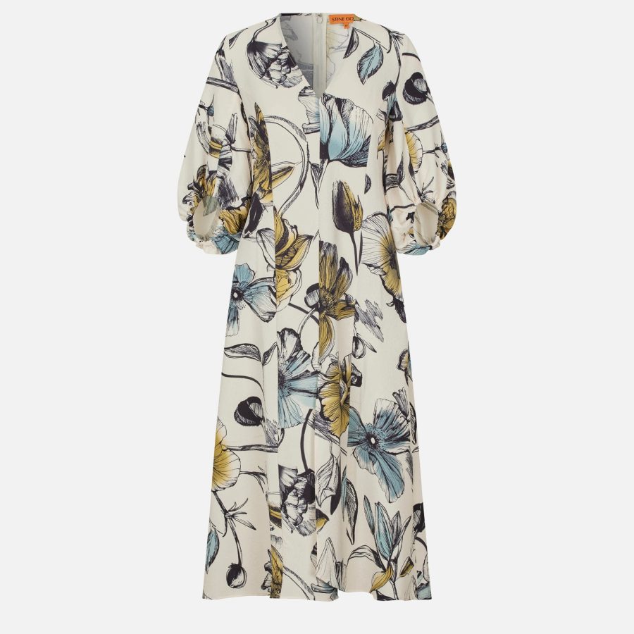 Stine Goya Floral-Print Crepe Midi Dress - XS