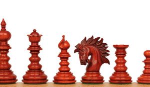 Strategos Staunton Chess Set Padauk & Boxwood Pieces with Mission Craft Padauk Chess Board