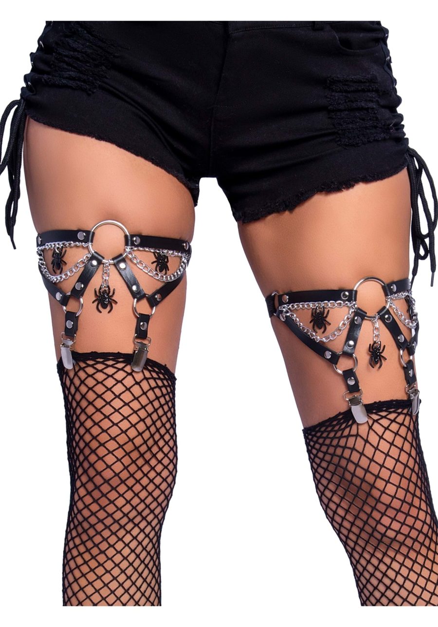 Studded Spider Thigh High Garter