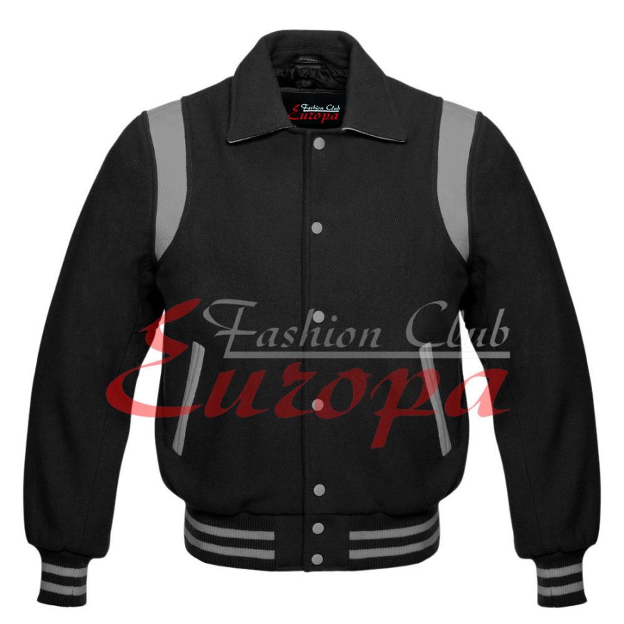 Stylish Varsity College Letterman Full Wool Jacket & Gray Leather Strap XS-7XL