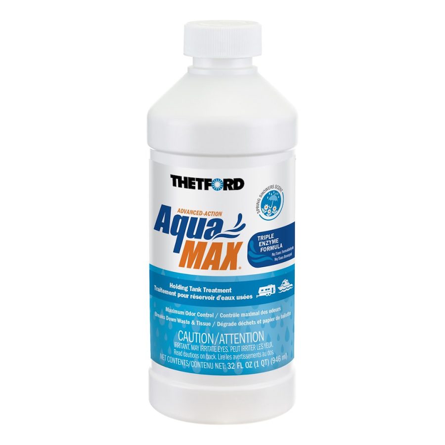 THETFORD 96635 AQUAMAX SPRING SHOWERS 32OZ BOTTLE, Biological Treatment Used To Break Down Waste And Tissue; Without Formaldehyde Or Bronopol; With Spring Showers Deodorant; Without Lubricant; Treats 40 Gallon Holding Tank; 32 Ounce Bottle; Single