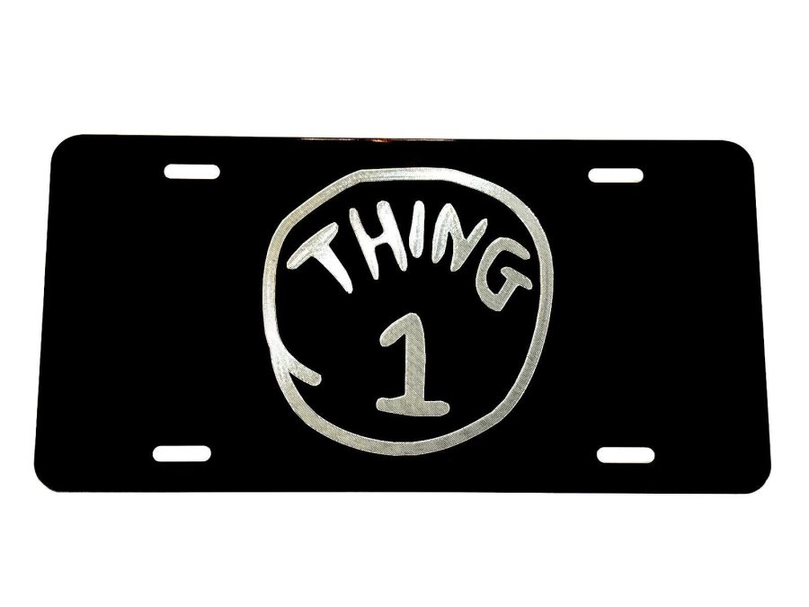 THING 1 logo Car Tag Diamond Etched on Aluminum License Plate