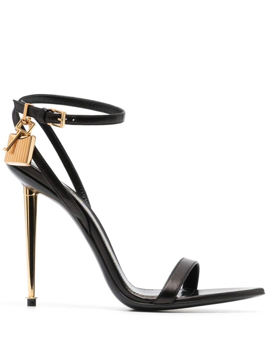 TOM FORD WOMEN Padlock 105mm Leather Sandals Black