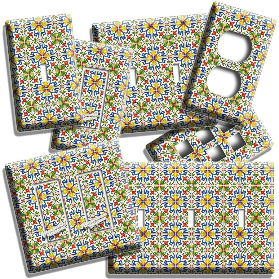 TUSCAN COUNTRY KITCHEN TILES LOOK LIGHT SWITCH OUTLET PLATES FOLK ART ROOM DECOR