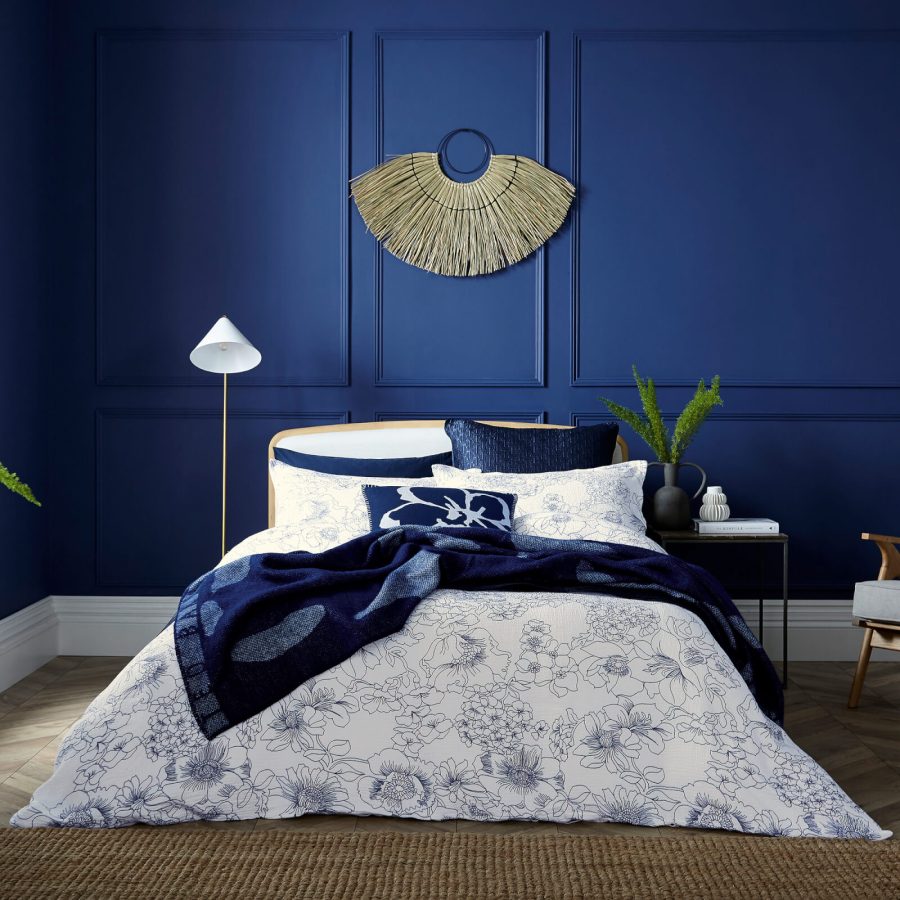 Ted Baker Linear Floral Duvet Cover - Blue - King