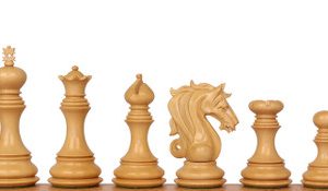 Tencendur Staunton Chess Set Ebony & Boxwood Pieces with Mission Craft Zebra Wood, Maple & Walnut Board- 4.4 King