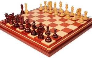 Tencendur Staunton Chess Set Padauk & Boxwood Pieces with Mission Craft Padauk Board - 4.4 King