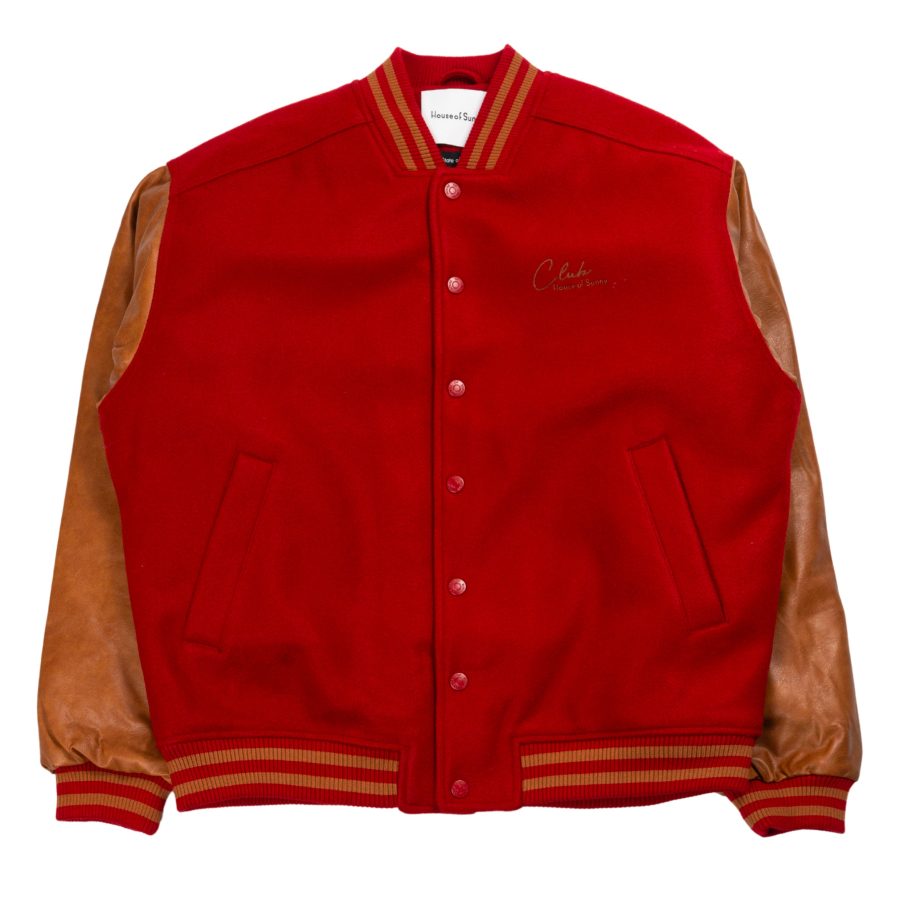 The Club Varsity Bomber in Red/Brown