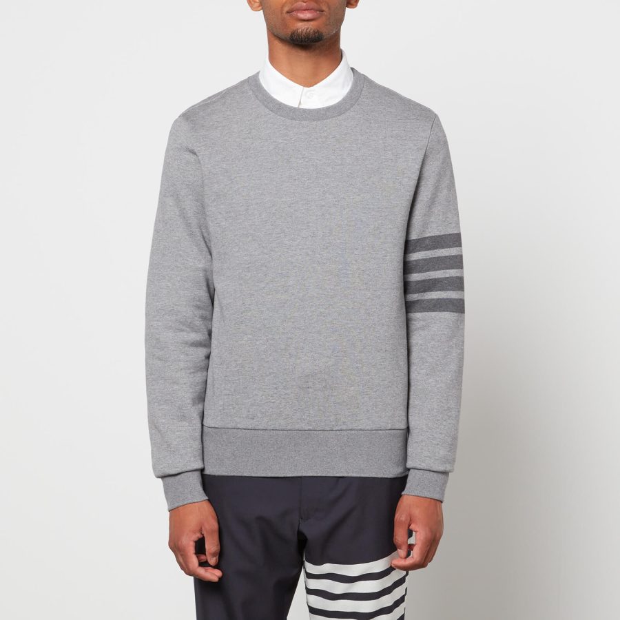 Thom Browne Men's Tonal 4-Bar Loopback Sweatshirt - Medium Grey - 1/S