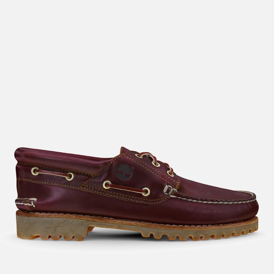 Timberland Men's Authentics 3-Eye Lug Shoes - Burgundy - UK 7