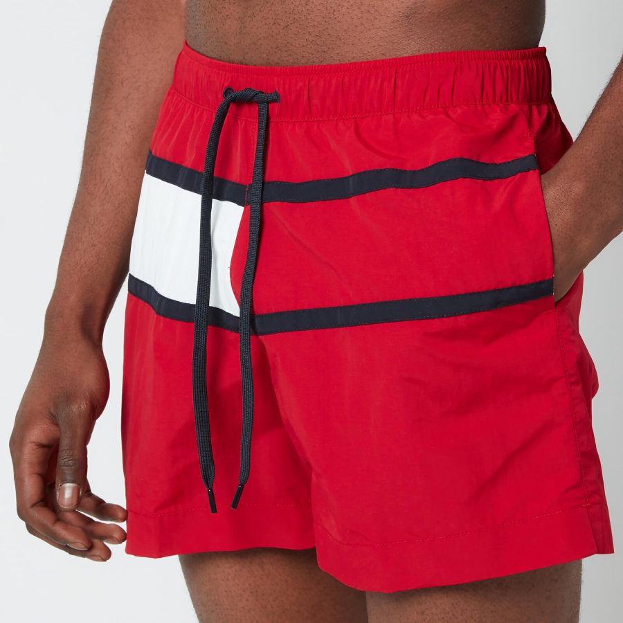 Tommy Hilfiger Men's Big Flag Medium Length Drawstring Swimshorts - Primary Red - S