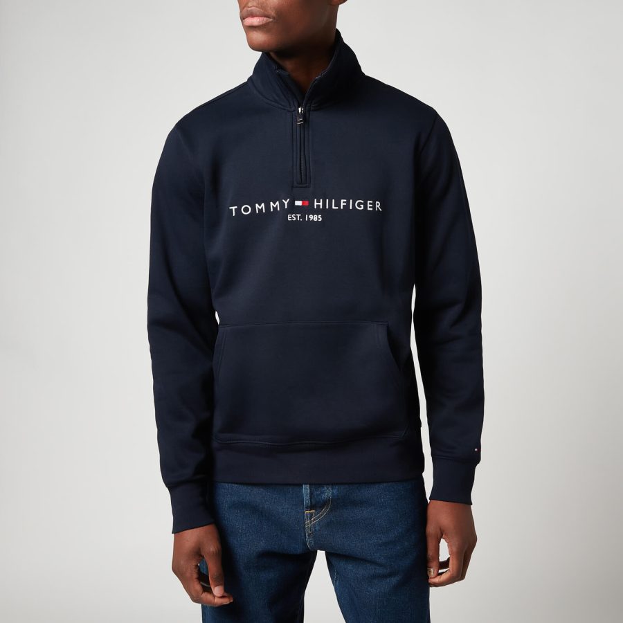 Tommy Hilfiger Men's Logo Half Zip Jumper - Desert Sky - S