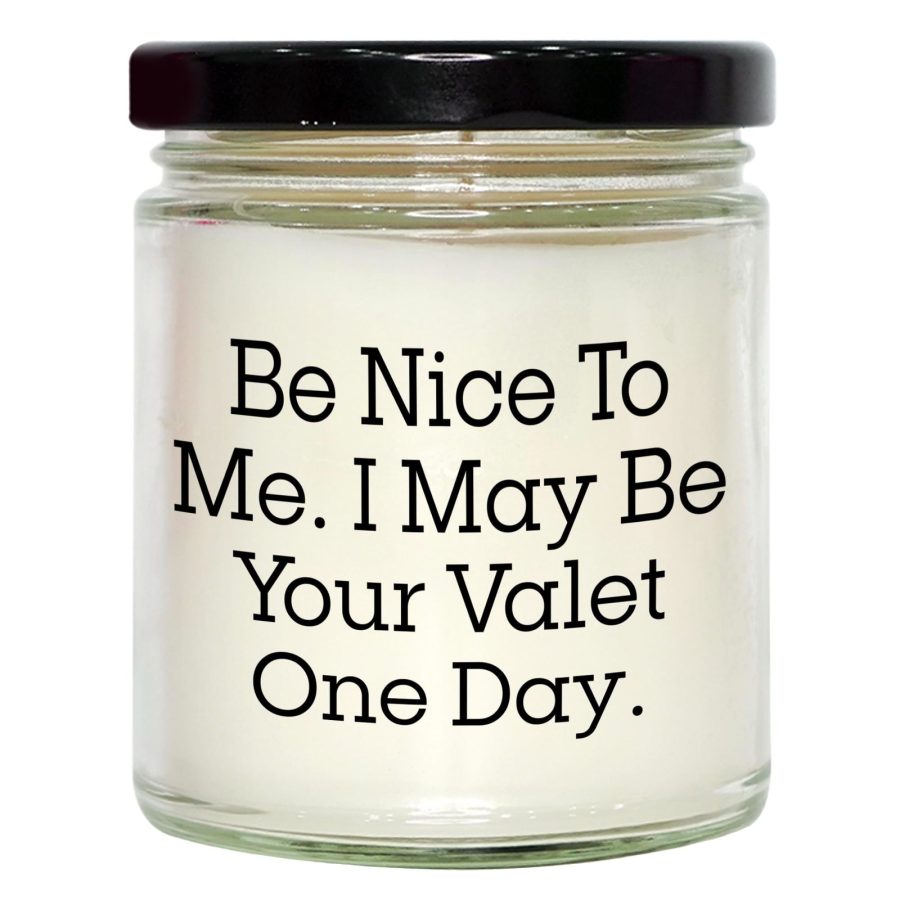 Valet Gifts from Friends for Birthday - Funny Quote 9oz Vanilla Soy Candle, Hand