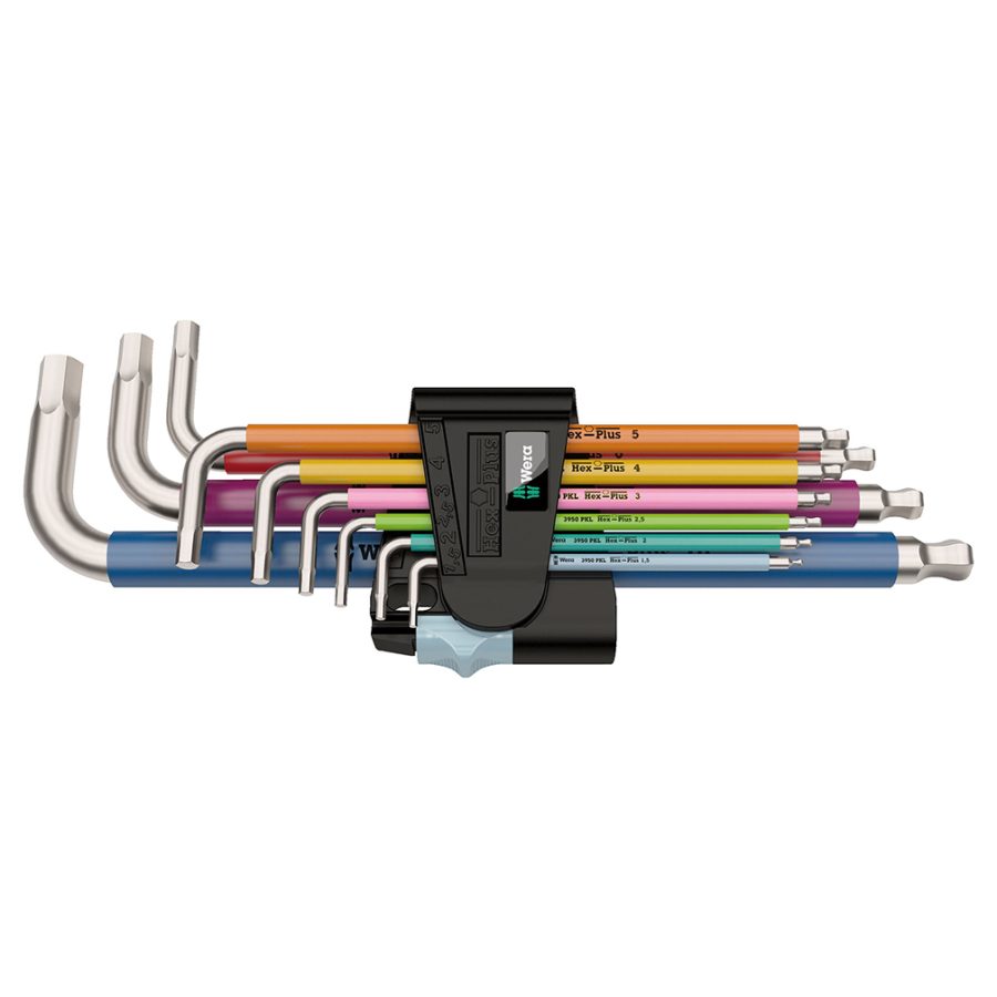 WERA 05022669001 Hex-Plus Color Coded Metric L-Key 9 Piece Set